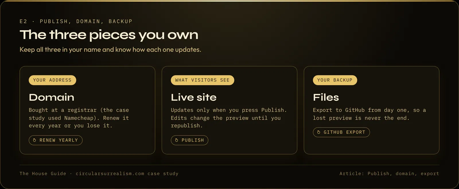 Domain, live site and files: the three pieces of an AI-built website you should own
