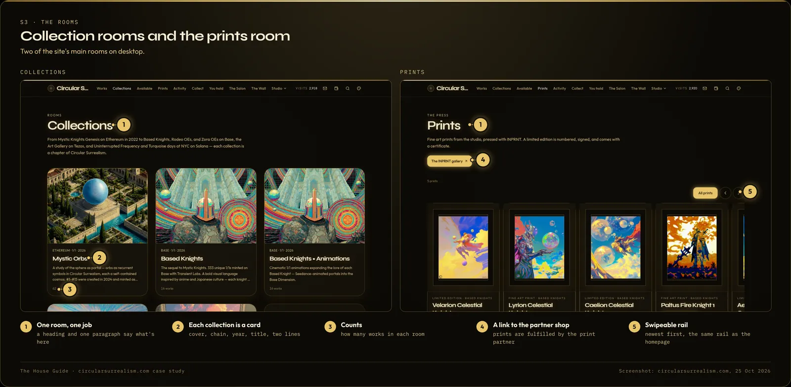 Collection rooms and the prints room on circularsurrealism.com